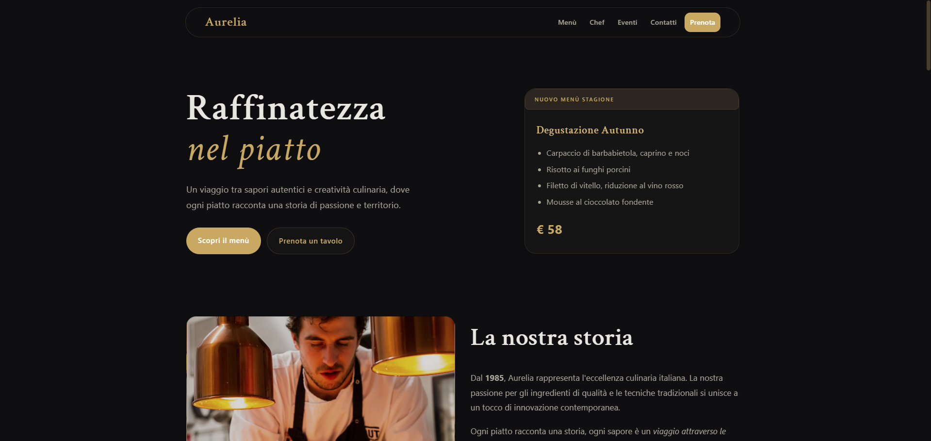 Sito web Ristorante Aurelia