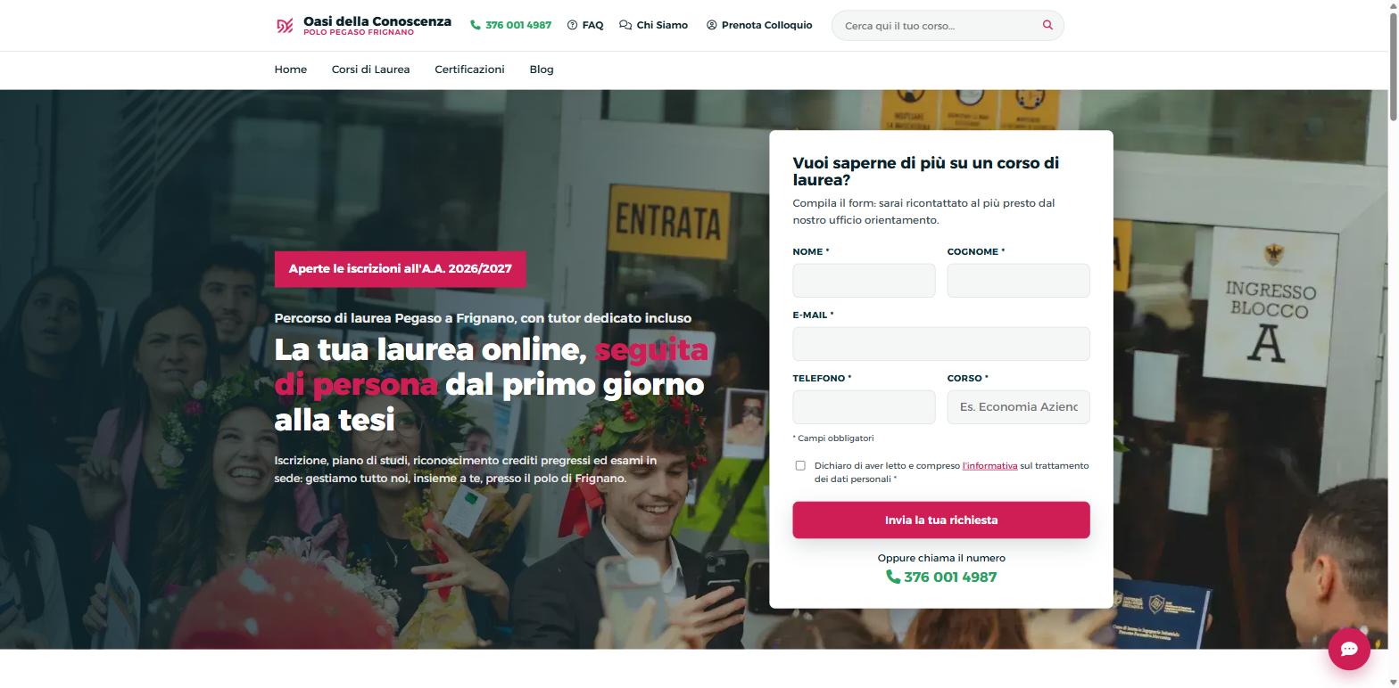 Sito web Oasi della Conoscenza Polo Pegaso Frignano